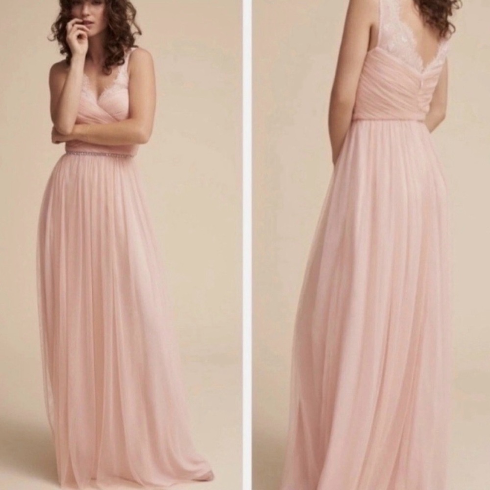Chiffon Lace-Trim Pink Maxi Dress